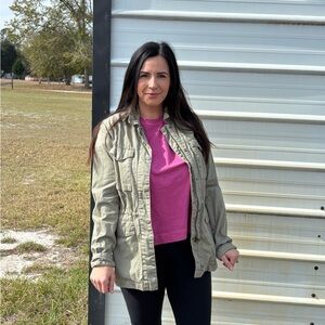 Carly Jean Los Angeles Khaki Utility Jacket